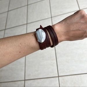 Leather & Stone Wrap Bracelet